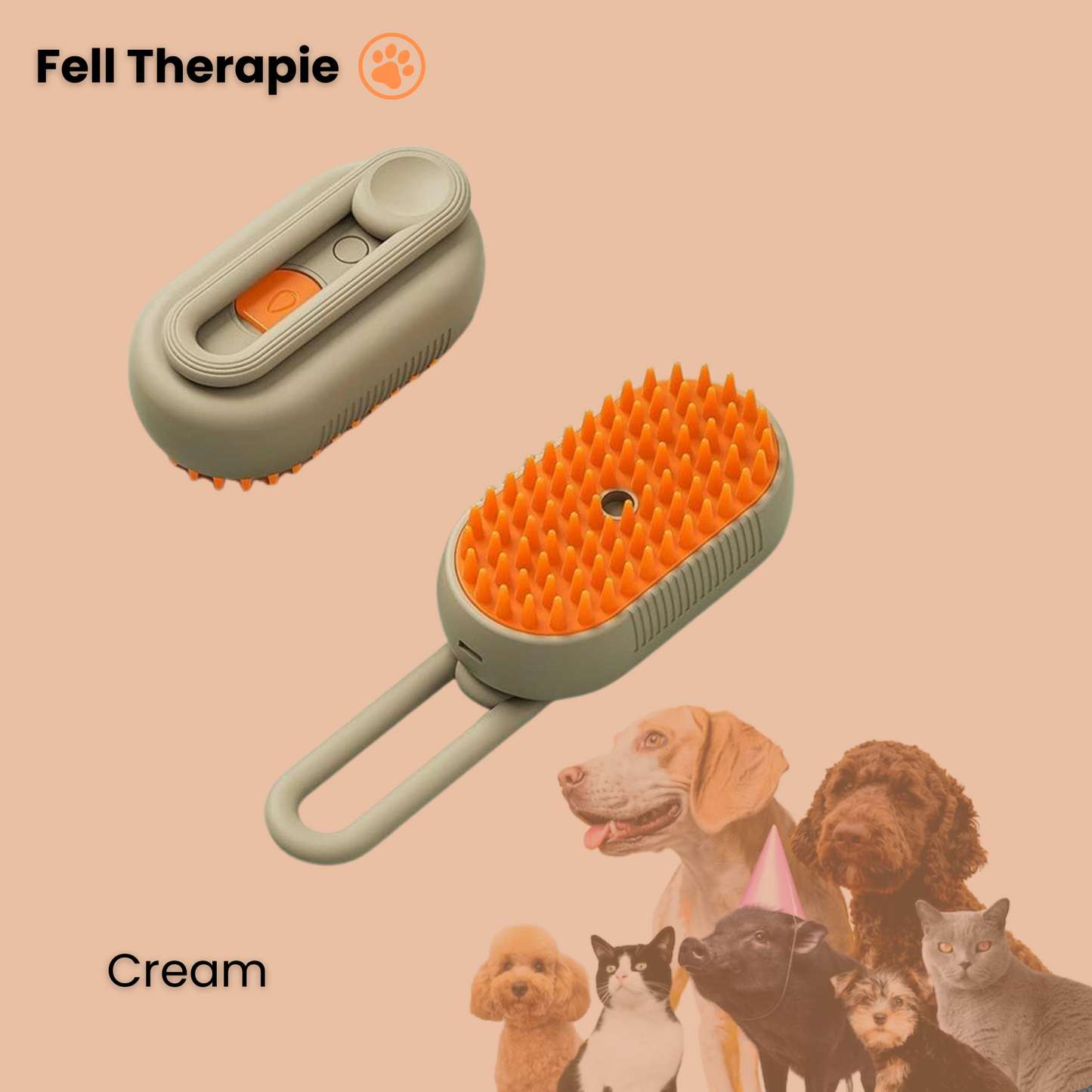 Fell Therapie - Tierhaarbürste mit Dampffunktion