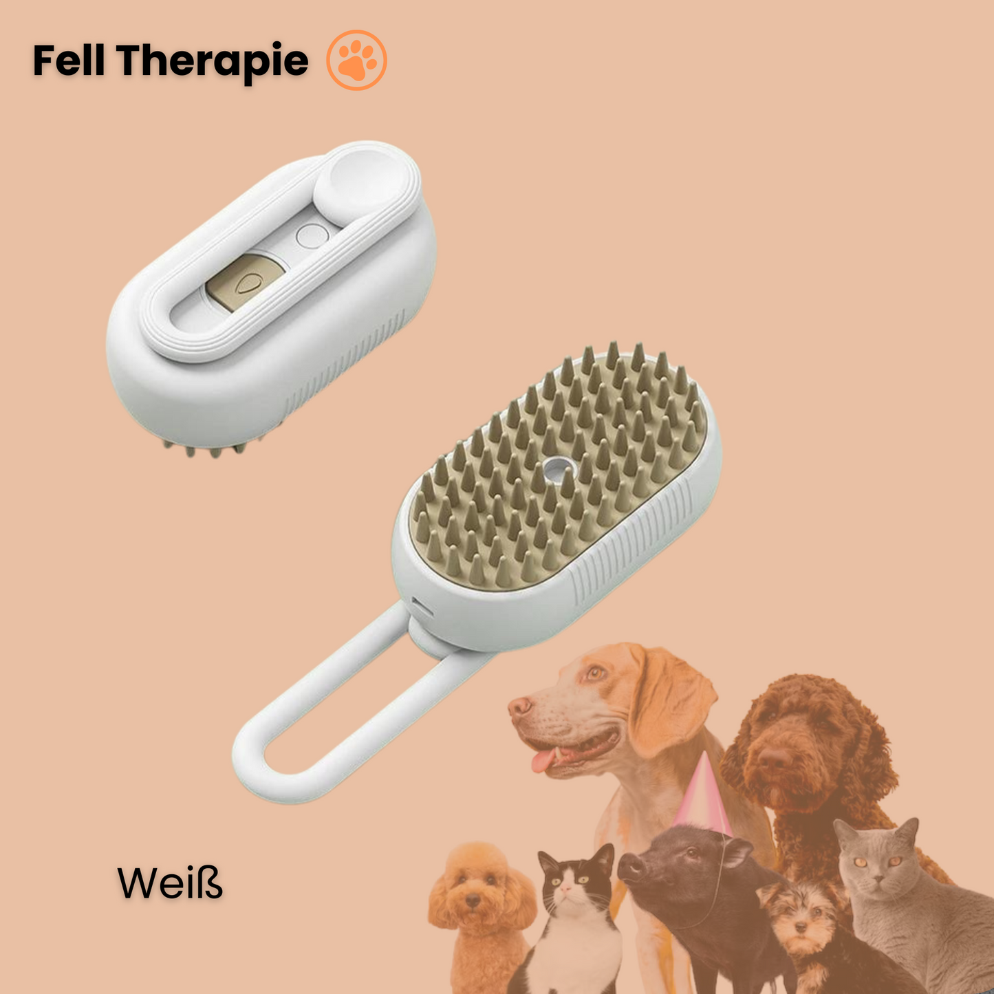 Fell Therapie - Tierhaarbürste mit Dampffunktion