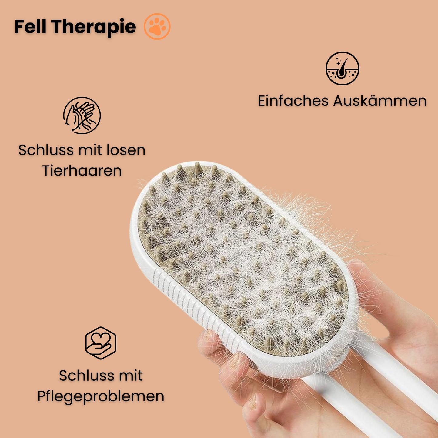 Fell Therapie - Tierhaarbürste mit Dampffunktion