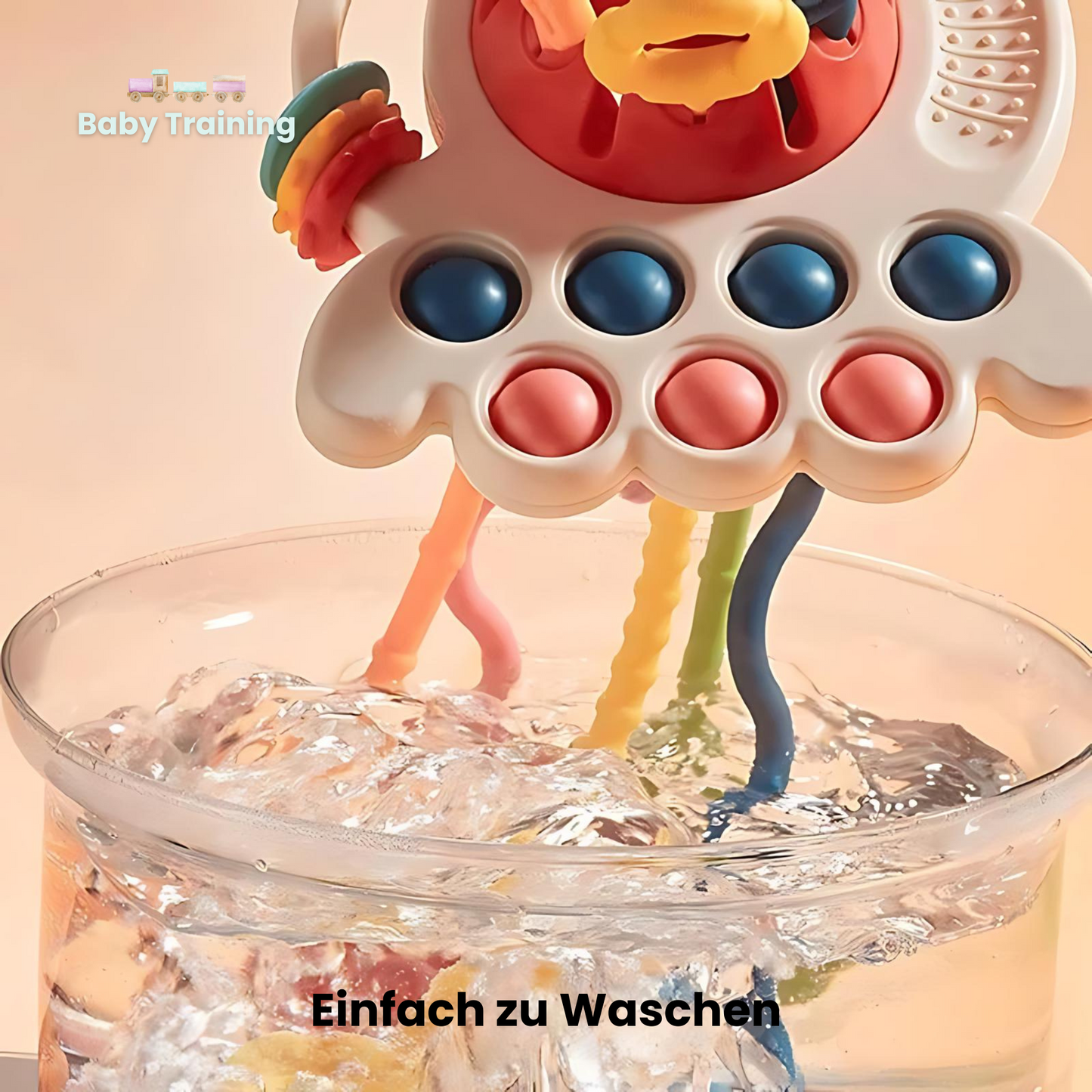 Baby Training - Zahn & Lern - Spielzeug mit Silikon Zugschnur