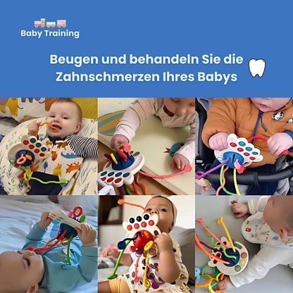 Baby Training - Zahn & Lern - Spielzeug mit Silikon Zugschnur